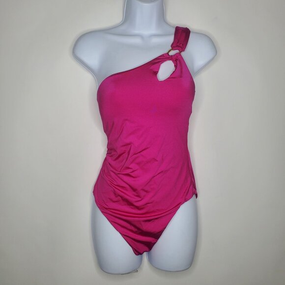 Trina Turk Other - TRINA TURK Womens Getaway Solids One Shoulder One Piece Swimsuit Size8 Berry NWT